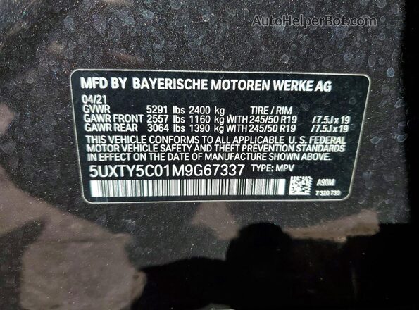 5UXTY5C01M9G67337 2021 BMW X3 Brown Vista de la etiqueta del VIN