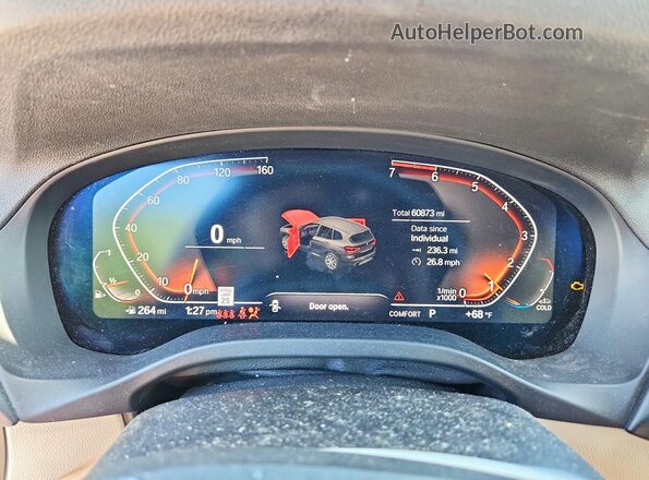 5UXTY5C02L9B89573 2020 BMW X3 Серебряный Вид щитка приборов