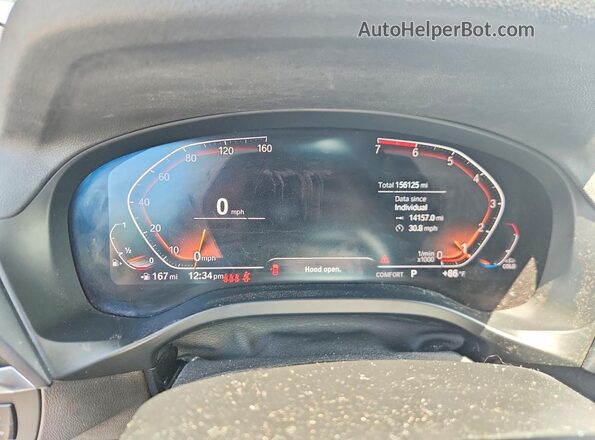 5UXTY5C02LLT31940 2020 BMW X3 Black Instrument cluster view