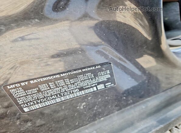 5UXTY5C04LLT32796 2019 BMW X3 Gray Widok wnętrza 360 stopni