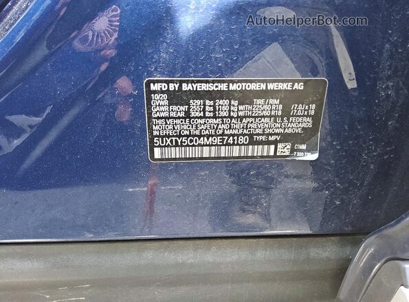 5UXTY5C04M9E74180 2021 BMW X3 Синий Вид подкапотного пространства