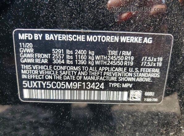 5UXTY5C05M9F13424 2021 BMW X3 Black Շարժիչի բաժամունքի տեսք