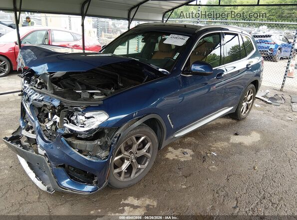 5UXTY5C05M9G03690 2021 BMW X3 Blue Vista tres cuartos delantera izquierda