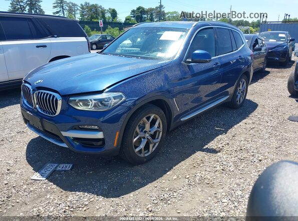 5UXTY5C06M9F84809 2021 BMW X3 Blue Առջևի ձախ երեք քառորդ տեսարան