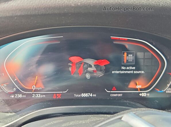 5UXTY5C06M9H70558 2021 BMW X3 White Вид щитка приладів