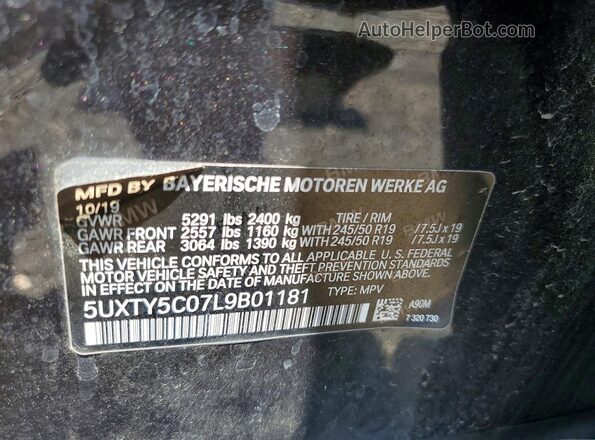 5UXTY5C07L9B01181 2020 BMW X3 Black ძრავის განყოფილების ხედი
