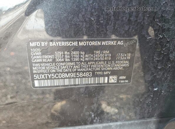 5UXTY5C08M9E58483 2021 BMW X3 Charcoal 