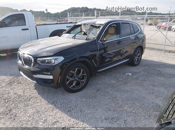 5UXTY5C08M9E71007 2021 BMW X3 Black Առջևի ձախ երեք քառորդ տեսարան