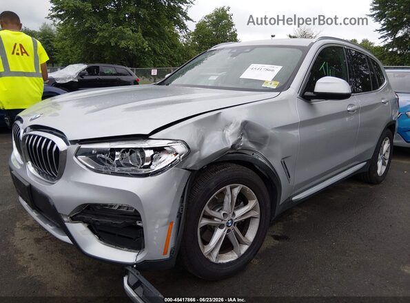 5UXTY5C08M9F50466 2021 BMW X3 Silver Առջևի ձախ երեք քառորդ տեսարան