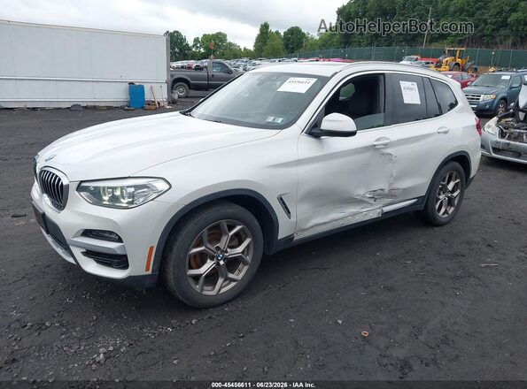 5UXTY5C08M9G84104 2021 BMW X3 White Առջևի ձախ երեք քառորդ տեսարան