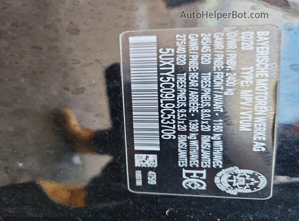 5UXTY5C09L9C53706 2020 BMW X3 Black Սալոնի 360 աստիճան տեսք