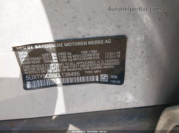 5UXTY5C09LLT38495 2020 BMW X3 Silver Շարժիչի բաժամունքի տեսք