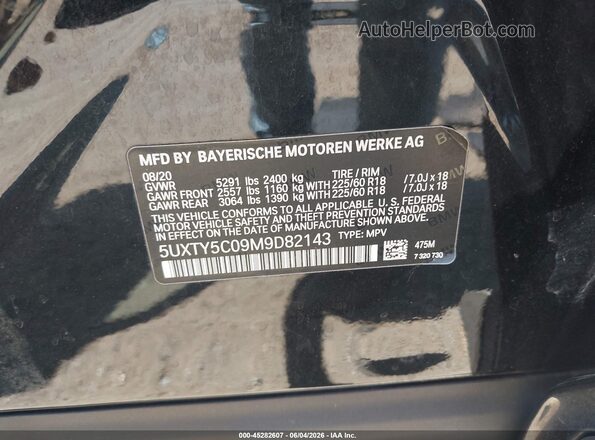 5UXTY5C09M9D82143 2021 BMW X3 Black 
