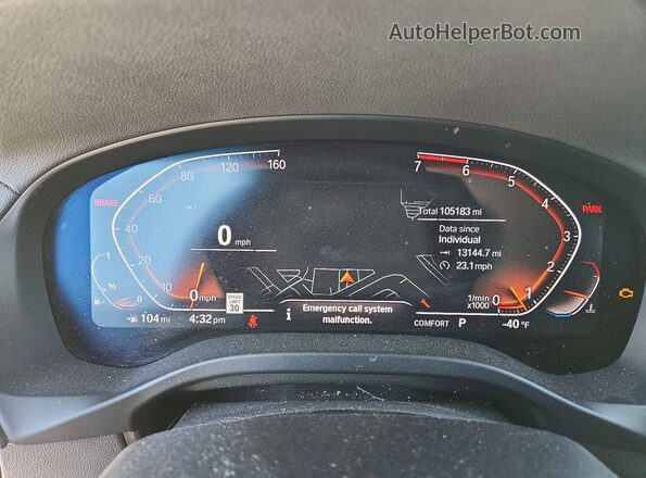 5UXTY5C0XL9B58071 2020 BMW X3 White Instrument cluster view
