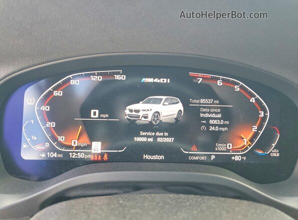 5UXTY9C0XLLE60289 2020 BMW X3 White Սարքավորումների վահանակի տեսք