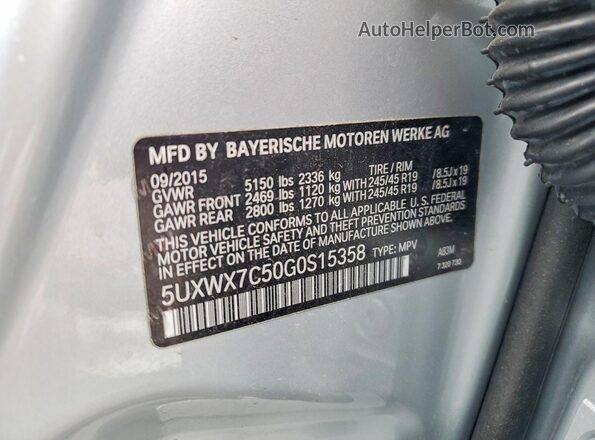 5UXWX7C50G0S15358 2016 BMW X3 Silver 360 interior view