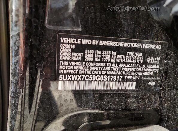 5UXWX7C59G0S17917 2016 BMW X3 Black Widok naklejki z numerem VIN