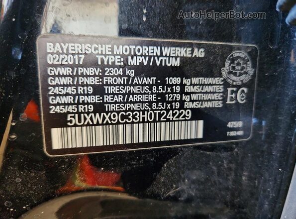 5UXWX9C33H0T24229 2017 BMW X3 Черный 