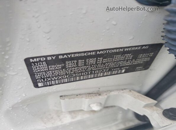 5UXWX9C35H0T18237 2017 BMW X3 Burn Vista de la etiqueta del VIN