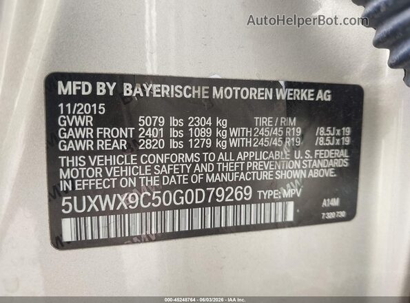 5UXWX9C50G0D79269 2016 BMW X3 Silver Widok komory silnika