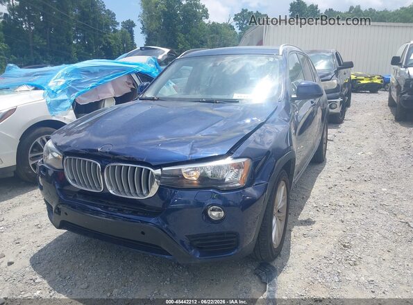 5UXWX9C50H0D99149 2017 BMW X3 Blue Առջևի ձախ երեք քառորդ տեսարան