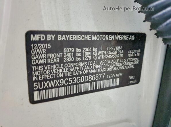 5UXWX9C53G0D86877 2016 BMW X3 Белый Вид подкапотного пространства