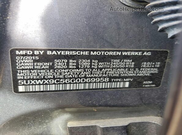 5UXWX9C56G0D69958 2016 BMW X3 Gray 