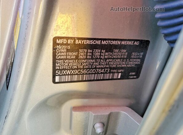 5UXWX9C56G0D76473 2016 BMW X3 Silver 