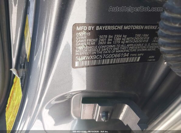 5UXWX9C57G0D66194 2016 BMW X3 Gray 