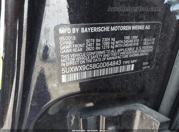 5UXWX9C58G0D64843 2016 BMW X3 Коричневый 
