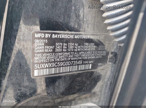 5UXWX9C59G0D73549 2016 BMW X3 Black Vista del compartimento del motor