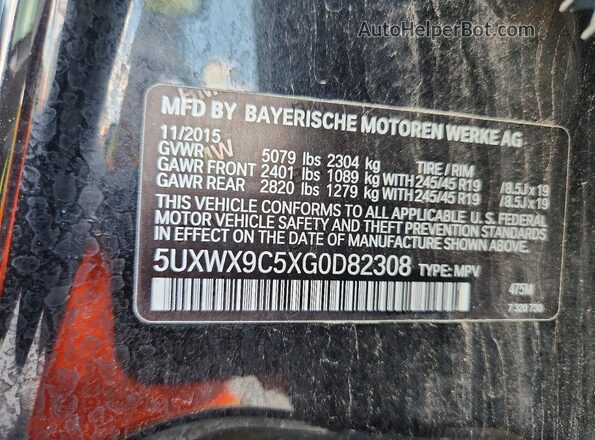 5UXWX9C5XG0D82308 2016 BMW X3 Black VIN կոդի պիտակի տեսք