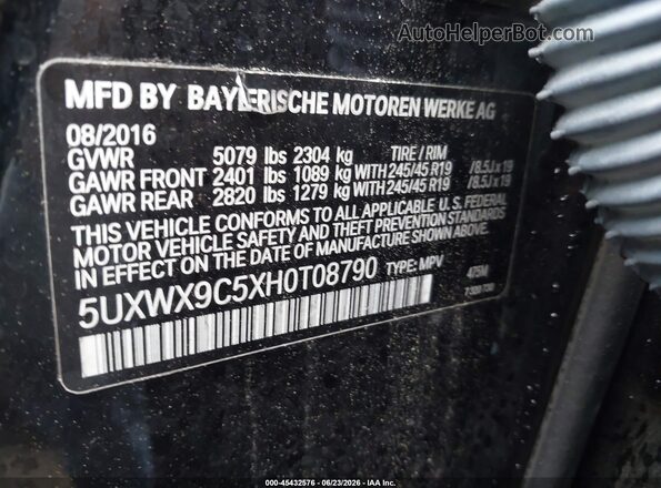 5UXWX9C5XH0T08790 2017 BMW X3 Black Շարժիչի բաժամունքի տեսք