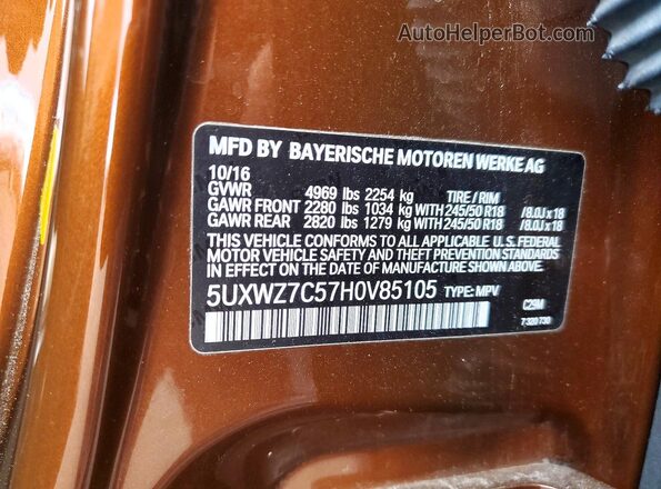 5UXWZ7C57H0V85105 2017 BMW X3 Brown 