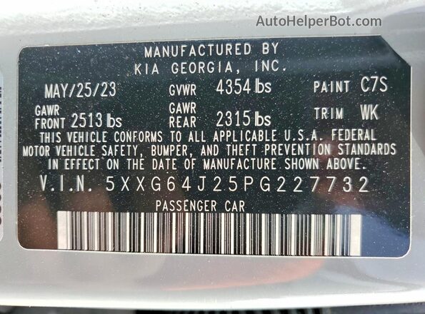5XXG64J25PG227732 2023 KIA K5 Gray 