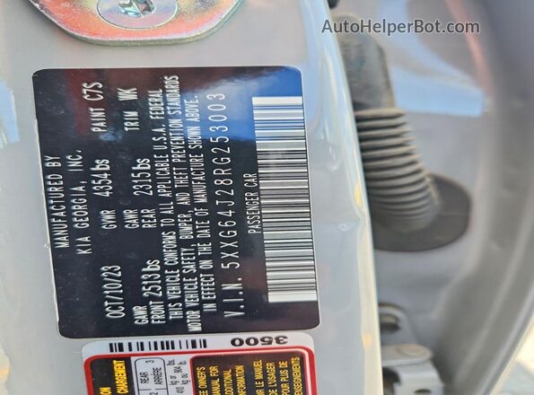 5XXG64J28RG253003 2024 KIA K5 Gray Вид підкапотного простору