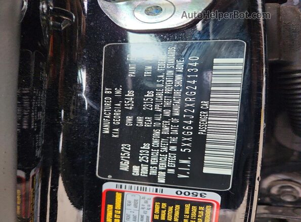 5XXG64J2XRG241340 2024 KIA K5 Black Engine compartment view