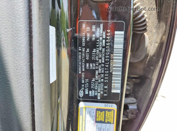 5XXGT4L39GG063464 2016 KIA OPTIMA Black Շարժիչի բաժամունքի տեսք