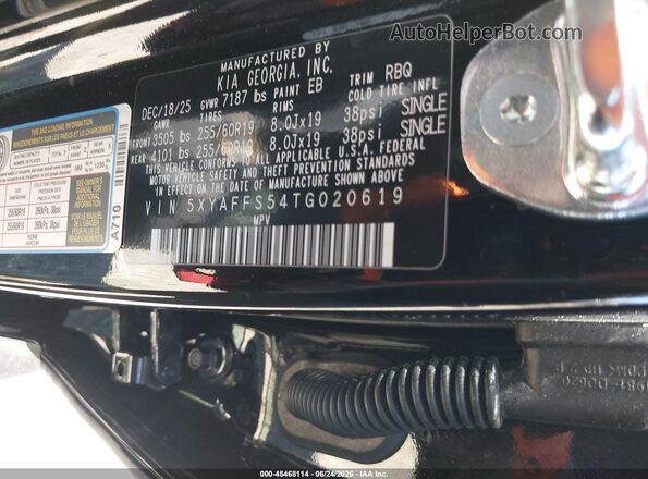 5XYAFFS54TG020619 2026 KIA EV9 Черный Вид подкапотного пространства