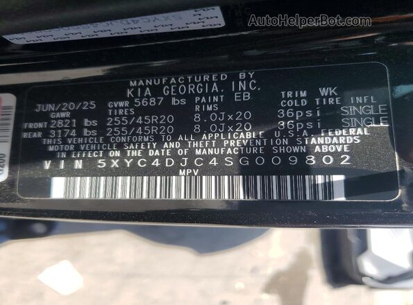 5XYC4DJC4SG009802 2025 KIA EV6 Charcoal VIN კოდის სტიკერის ხედი