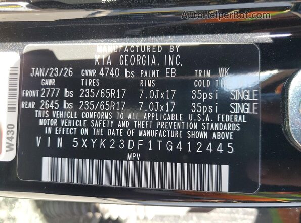 5XYK23DF1TG412445 2026 KIA SPORTAGE Black Панорамний вид салону 360°