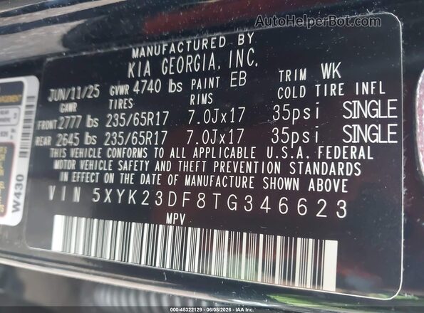 5XYK23DF8TG346623 2026 KIA SPORTAGE Black Widok komory silnika