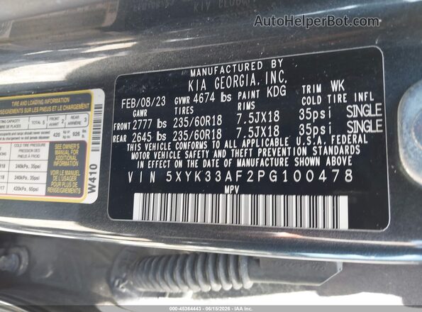 5XYK33AF2PG100478 2023 KIA SPORTAGE Black Շարժիչի բաժամունքի տեսք
