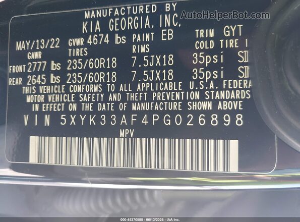 5XYK33AF4PG026898 2023 KIA SPORTAGE Black Շարժիչի բաժամունքի տեսք