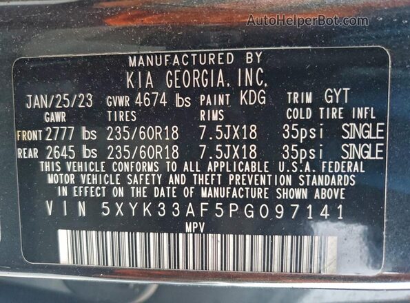5XYK33AF5PG097141 2023 KIA SPORTAGE Charcoal Панорамний вид салону 360°