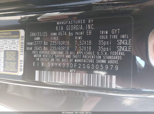 5XYK33DF2SG305979 2025 KIA SPORTAGE Black Widok komory silnika