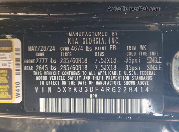 5XYK33DF4RG228414 2024 KIA SPORTAGE Black 