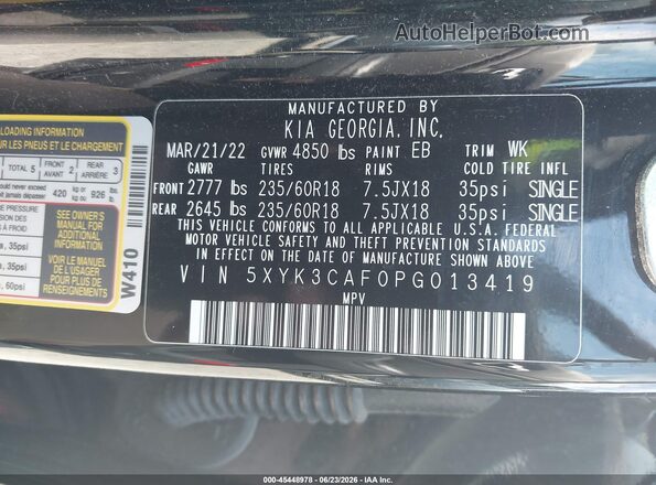 5XYK3CAF0PG013419 2023 KIA SPORTAGE Черный Вид подкапотного пространства
