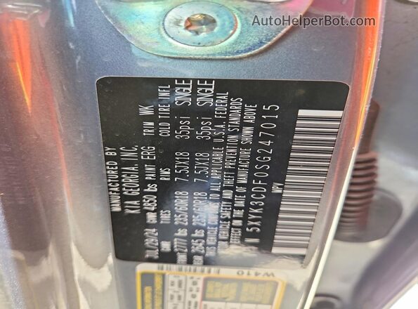 5XYK3CDF0SG247015 2025 KIA SPORTAGE Серебряный Вид наклейки с VIN-кодом