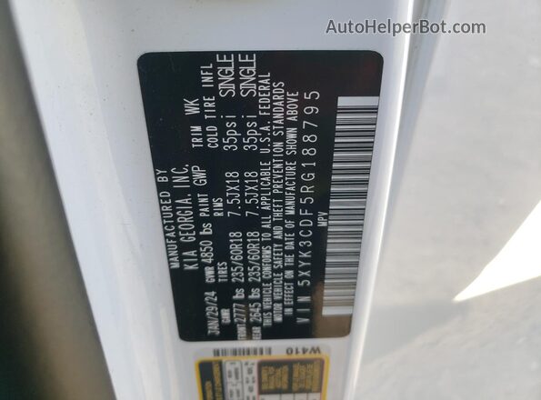 5XYK3CDF5RG188795 2024 KIA SPORTAGE White 